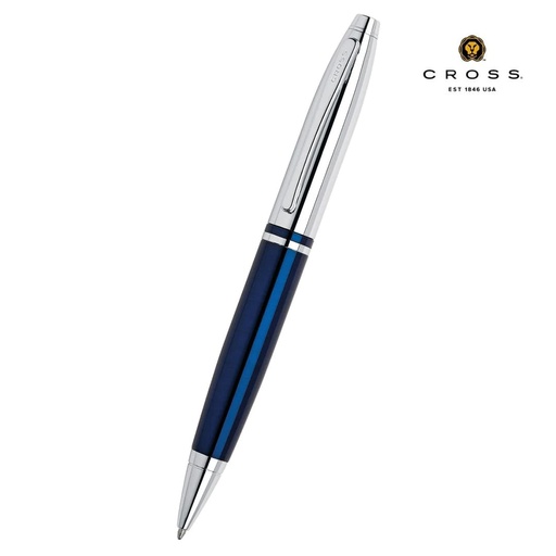 [WICR 5295] Cross Calais™ Chrome/Blue Lacquer with Polished Chrome Appointments Ballpoint Pen