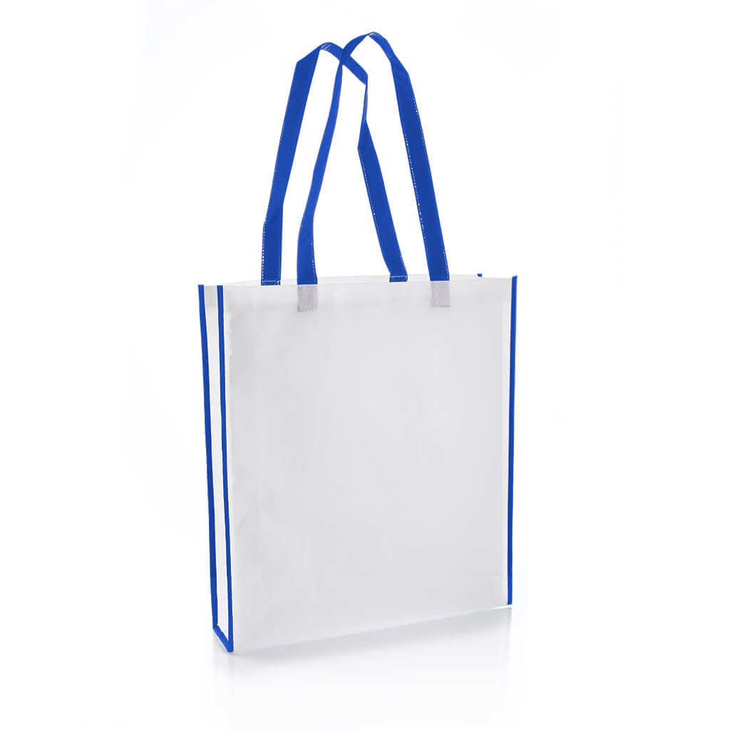 Blue and store white bag