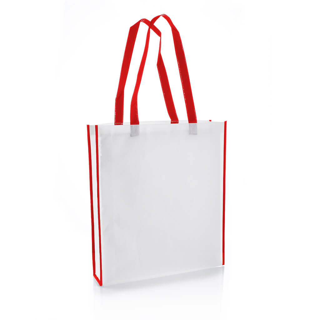 Non Woven Shopping Bag Vertical White Red Jasani